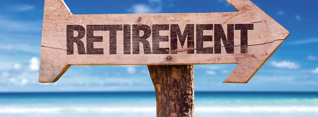 Flecha en la que hay escrita la palabra “retirement”